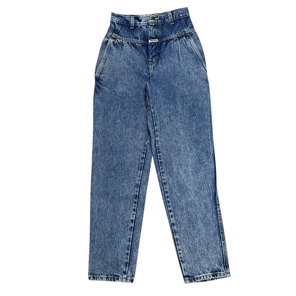 Vintage 90s Prezzia High Waisted Acid Wash Denim Mom Jeans‎ - Retro - 7 Juniors